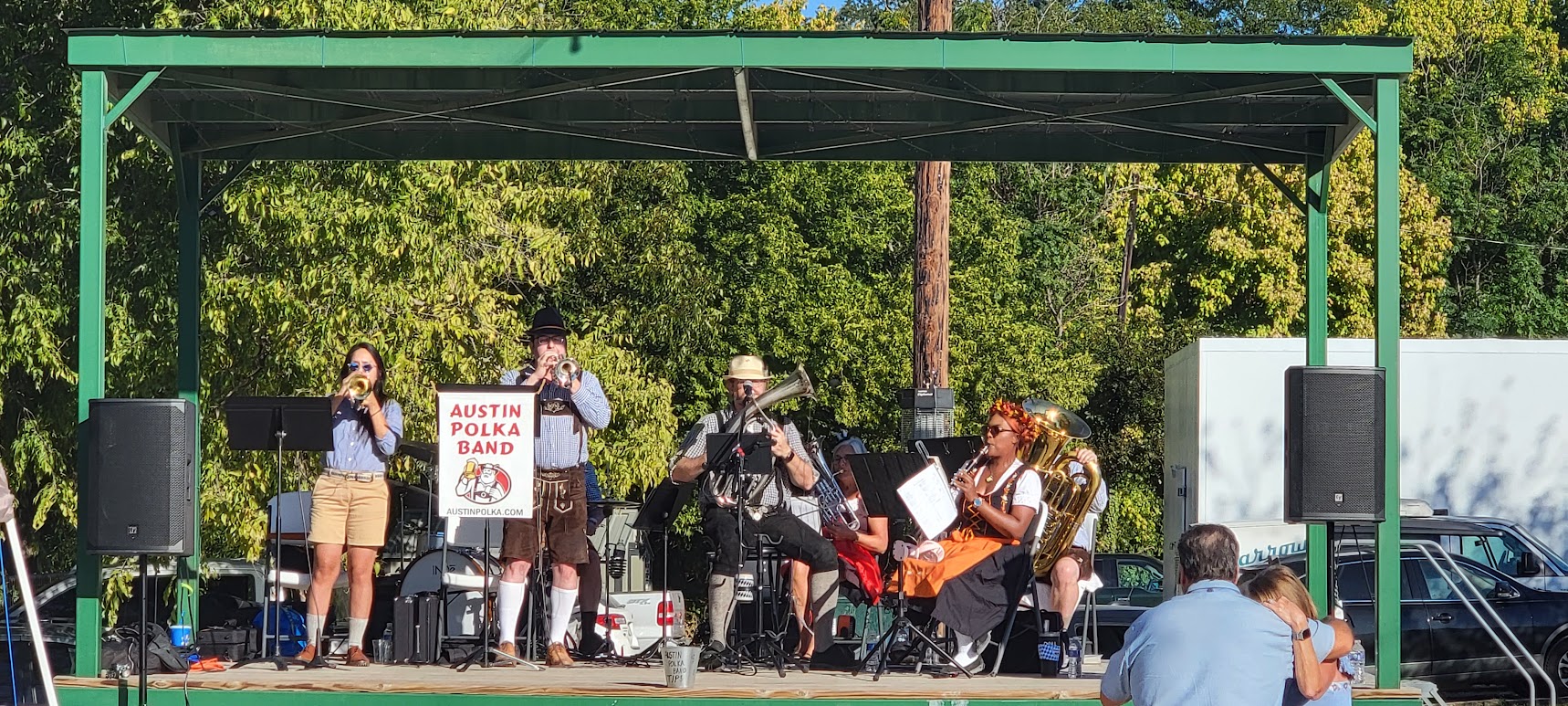 Austin Polka Band performing an outdoor festival set